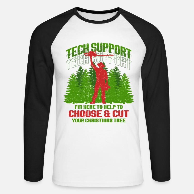 Weihnachtsbaum Züchter Help To Choose & Cut - Unisex Baseballshirt langarm - Weiß/Schwarz
