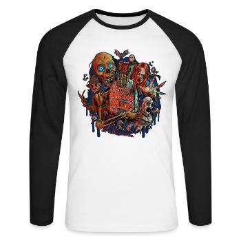 Édition spéciale Little Horror Club - T-shirt baseball manches longues Homme - blanc/noir - Devant - Nik (191cm)