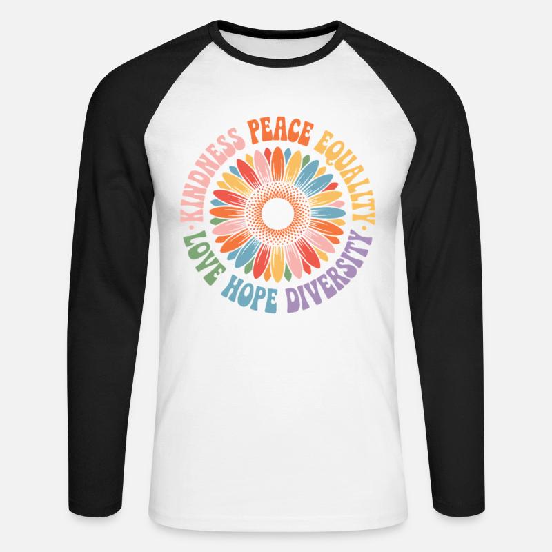 Kindness Peace Equality Love Hope Diversity - Unisex Baseballshirt langarm - Weiß/Schwarz