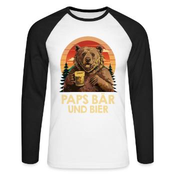 Future papa PAPA OURS ET BIÈRE Drôle - T-shirt baseball manches longues Homme - blanc/noir - Devant - Nik (191cm)