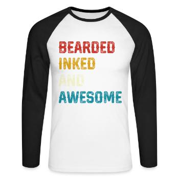 Bearded Inked and Awesome - Unisex Long Sleeve Baseball T-Shirt - white/black - Front - Nik (191cm)