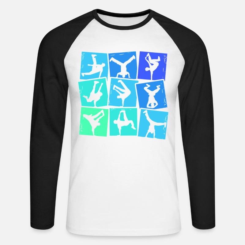 Breakdance Breakdancer Breakdancing Kinder Jungen - Unisex Baseballshirt langarm - Weiß/Schwarz