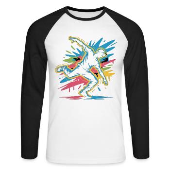 Streetdance Beat – Urban DJ Music Design - T-shirt baseball manches longues Homme - blanc/noir - Devant - Nik (191cm)