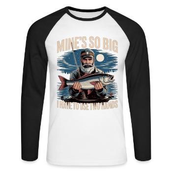 Mine's So Big – Lustiges Angler Shirt für Männer - Unisex Baseballshirt langarm - Weiß/Schwarz - Vorne - Nik (191cm)