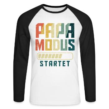 Werdender PAPA MODUS STARTET Lustiges - Unisex Baseballshirt langarm - Weiß/Schwarz - Vorne - Nik (191cm)