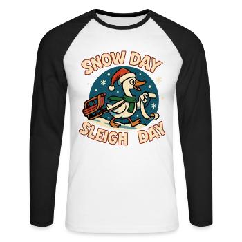 Snow Day Sleigh Day Goose Christmas Funny Santa - Unisex Long Sleeve Baseball T-Shirt - white/black - Front - Nik (191cm)
