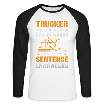 Lkw Fahrer - Unisex Baseballshirt langarm - Weiß/Schwarz - Vorne - Nik (191cm)
