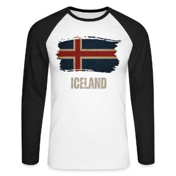 Iceland flag, vintage Iceland - Unisex Long Sleeve Baseball T-Shirt - white/black - Front - Nik (191cm)