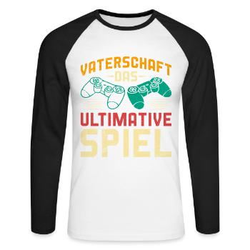 PATERNITÉ LE JEU ULTIME Plaisir - T-shirt baseball manches longues Homme - blanc/noir - Devant - Nik (191cm)