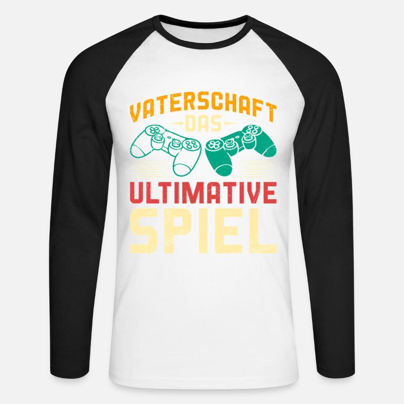 VATERSCHAFT DAS ULTIMATIVE SPIEL Lustiges - Unisex Baseballshirt langarm - Weiß/Schwarz
