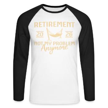 Pension 2026 Hamac - Retraité - T-shirt baseball manches longues Homme - blanc/noir - Devant - Nik (191cm)