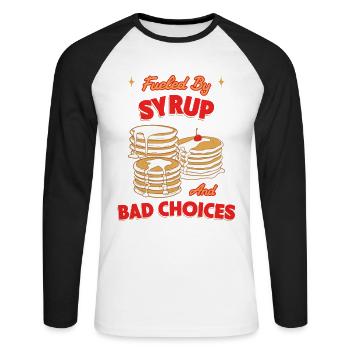 Butter Waffles Breakfast Fan Shirt - Unisex Long Sleeve Baseball T-Shirt - white/black - Front - Nik (191cm)