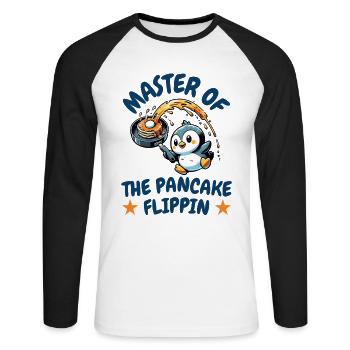 Cadeau de cuisson de pâte à gaufres pour les gourmets - T-shirt baseball manches longues Homme - blanc/noir - Devant - Nik (191cm)