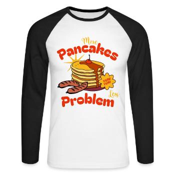 Gaufres fraîches Cadeau drôle - T-shirt baseball manches longues Homme - blanc/noir - Devant - Nik (191cm)