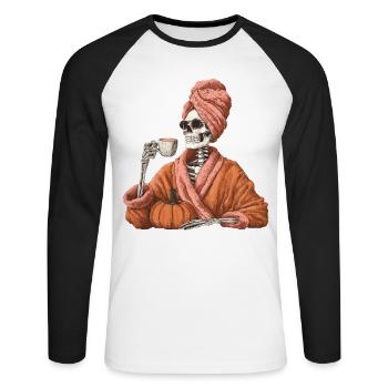 Lustiger Weiblicher - Unisex Baseballshirt langarm - Weiß/Schwarz - Vorne - Nik (191cm)
