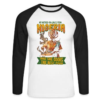 Nigerianische Schwiegermutter Nigeria - Unisex Baseballshirt langarm - Weiß/Schwarz - Vorne - Nik (191cm)