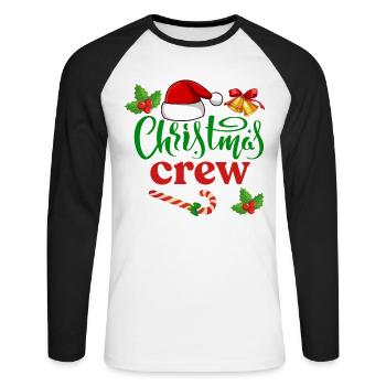 Weihnachts-Crew - Unisex Baseballshirt langarm - Weiß/Schwarz - Vorne - Nik (191cm)
