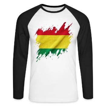 Drapeau bolivien, style déchiré - T-shirt baseball manches longues Homme - blanc/noir - Devant - Nik (191cm)
