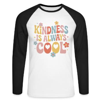Kindness is always cool Colorful flowers - Unisex Long Sleeve Baseball T-Shirt - white/black - Front - Nik (191cm)