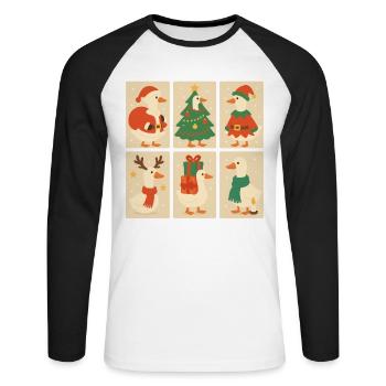 Oie Noël Drôle Père Noël Noël - T-shirt baseball manches longues Homme - blanc/noir - Devant - Nik (191cm)