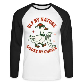 Elfe de Noël par nature Choix de l’oie - T-shirt baseball manches longues Homme - blanc/noir - Devant - Nik (191cm)