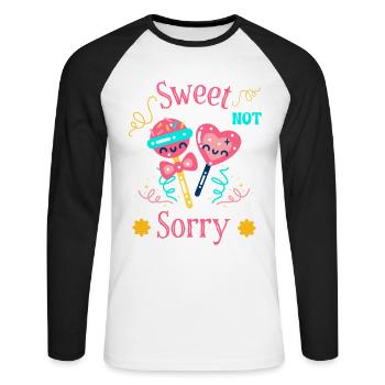 Sweet Sour Drôle Candy Power Gift - T-shirt baseball manches longues Homme - blanc/noir - Devant - Nik (191cm)