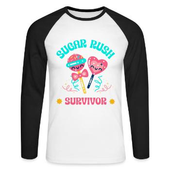 Süßigkeitenliebhaber Geschenk - Unisex Baseballshirt langarm - Weiß/Schwarz - Vorne - Nik (191cm)