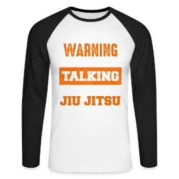 Warning Jiu Jitsu Topic of Conversation - Unisex Long Sleeve Baseball T-Shirt - white/black - Front - Nik (191cm)
