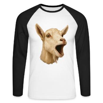 Chèvre Chèvre Élevage Chèvre Éleveur de chèvres Éleveur de chèvres Chèvre - T-shirt baseball manches longues Homme - blanc/noir - Devant - Nik (191cm)
