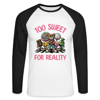 Zuckerlaune Perfektes Geschenk Süßigkeiten - Unisex Baseballshirt langarm - Weiß/Schwarz - Vorne - Nik (191cm)
