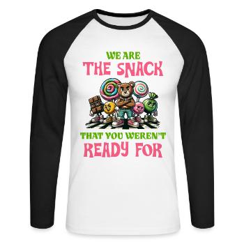 Funny Candy Gift Idea Sweet Tooth Fashion - Unisex Long Sleeve Baseball T-Shirt - white/black - Front - Nik (191cm)