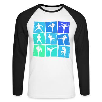 Kickboxen Kickboxer Muay Thai Jungen Kinder - Unisex Baseballshirt langarm - Weiß/Schwarz - Vorne - Nik (191cm)