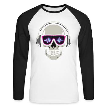 Crâne Neon Vibe Check – Skull Edition - Unisex Long Sleeve Baseball T-Shirt - white/black - Front - Nik (191cm)