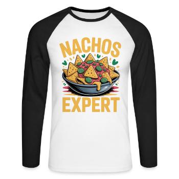 Expert en nachos pour les amateurs de nachos - T-shirt baseball manches longues Homme - blanc/noir - Devant - Nik (191cm)