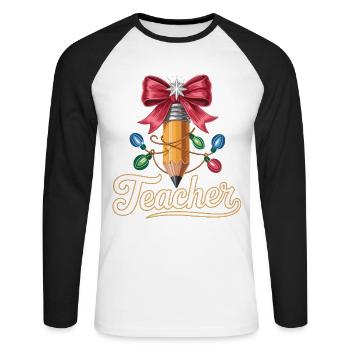 Christmas Gift Idea for Teachers and Educators - Unisex Long Sleeve Baseball T-Shirt - white/black - Front - Nik (191cm)