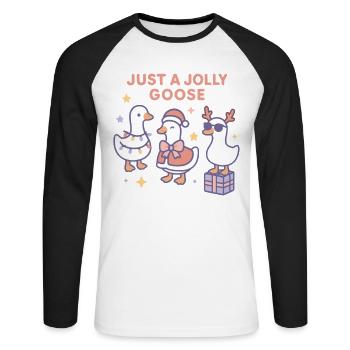 Noël juste un plaisir de famille Jolly Goose - T-shirt baseball manches longues Homme - blanc/noir - Devant - Nik (191cm)