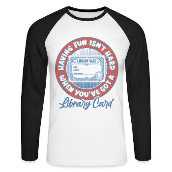 Bibliothécaire de jour Bibliothécaire de lecture - T-shirt baseball manches longues Homme - blanc/noir - Devant - Nik (191cm)