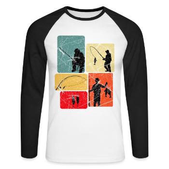 Pêcheurs à la ligne - T-shirt baseball manches longues Homme - blanc/noir - Devant - Nik (191cm)