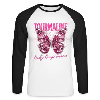 Birthstone Tourmaline October - Unisex Long Sleeve Baseball T-Shirt - white/black - Front - Nik (191cm)