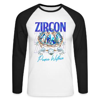 Geburtsstein Zirkon Dezember - Unisex Baseballshirt langarm - Weiß/Schwarz - Vorne - Nik (191cm)