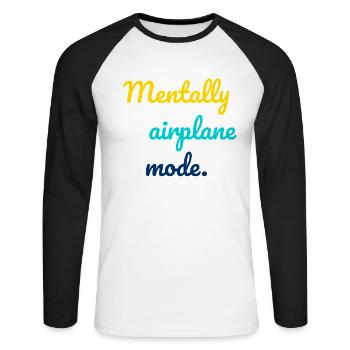 Mental Flight Mode - Unisex Long Sleeve Baseball T-Shirt - white/black - Front - Nik (191cm)