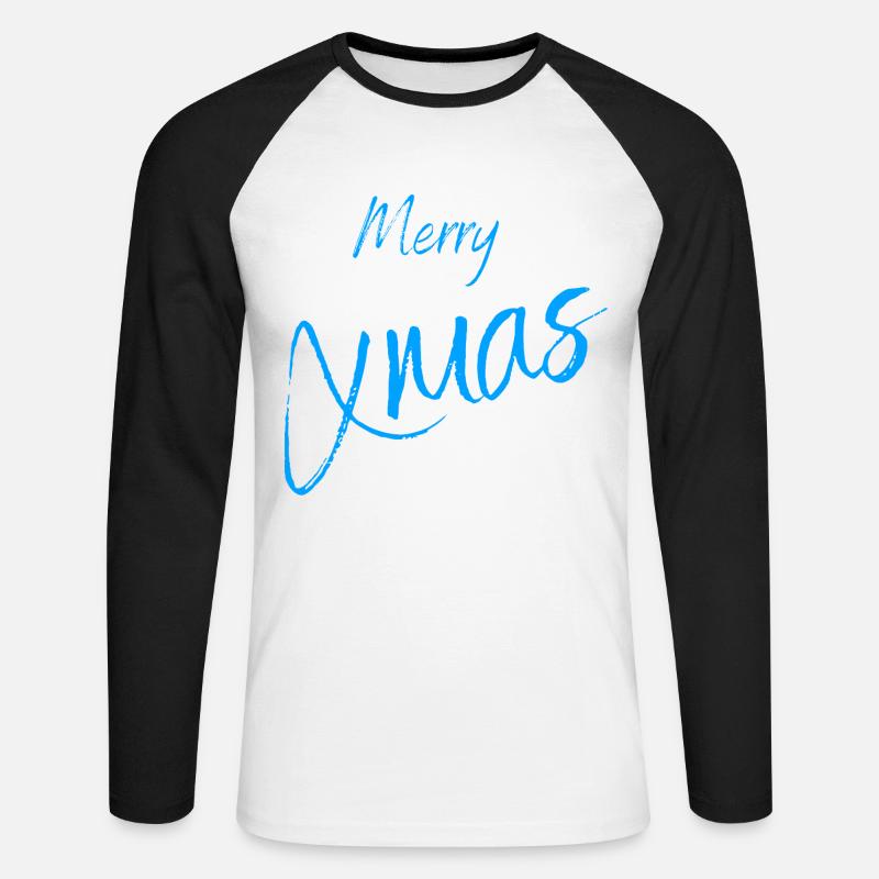 Frohe Weihnachten Script Circle - Unisex Baseballshirt langarm - Weiß/Schwarz