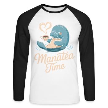 Seekuh Meerestier Ozean liebt Tee - Unisex Baseballshirt langarm - Weiß/Schwarz - Vorne - Nik (191cm)