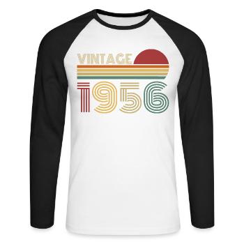 Vintage 1956 Jahrgang Retro Geburtstag Geschenk - Unisex Baseballshirt langarm - Weiß/Schwarz - Vorne - Nik (191cm)