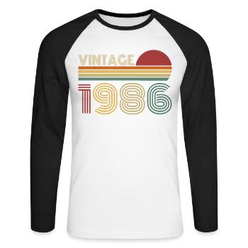 Vintage 1986 Jahrgang Retro Geburtstag Geschenk - Unisex Baseballshirt langarm - Weiß/Schwarz - Vorne - Nik (191cm)