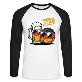 Football and Beer – Germany Fan Saying - Unisex Long Sleeve Baseball T-Shirt - white/black - Front - Nik (191cm)