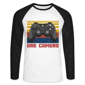 Mama Gaming Gamer - T-shirt baseball manches longues Homme - blanc/noir - Devant - Nik (191cm)