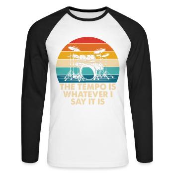 Retro Drum Tempo Rainbow - Unisex Long Sleeve Baseball T-Shirt - white/black - Front - Nik (191cm)