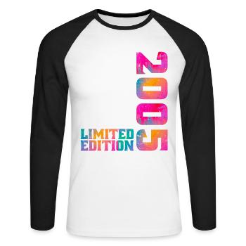 2005 Limited Edition Anniversaire Cadeau Original - T-shirt baseball manches longues Homme - blanc/noir - Devant - Nik (191cm)