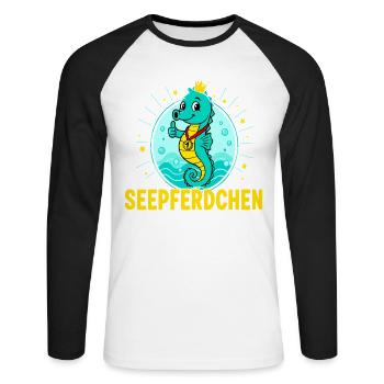 Hippocampe réussi cours de natation enfant - T-shirt baseball manches longues Homme - blanc/noir - Devant - Nik (191cm)